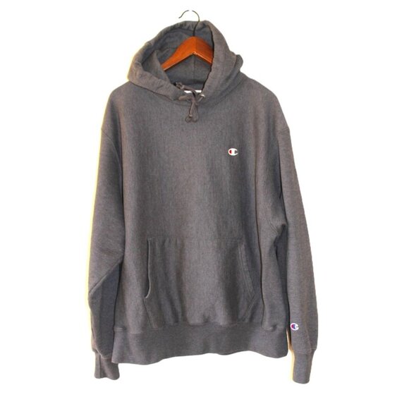 CHAMPION Reverse Weave Hoodie Granite Heather Pullover Sweatshirt - Picture 2 of 12